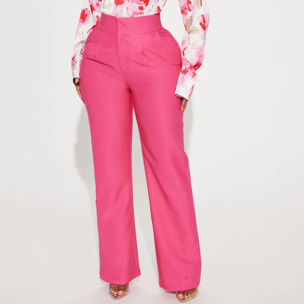 FASHION NOVA Diana Wide Leg Trouser - Fuchsia